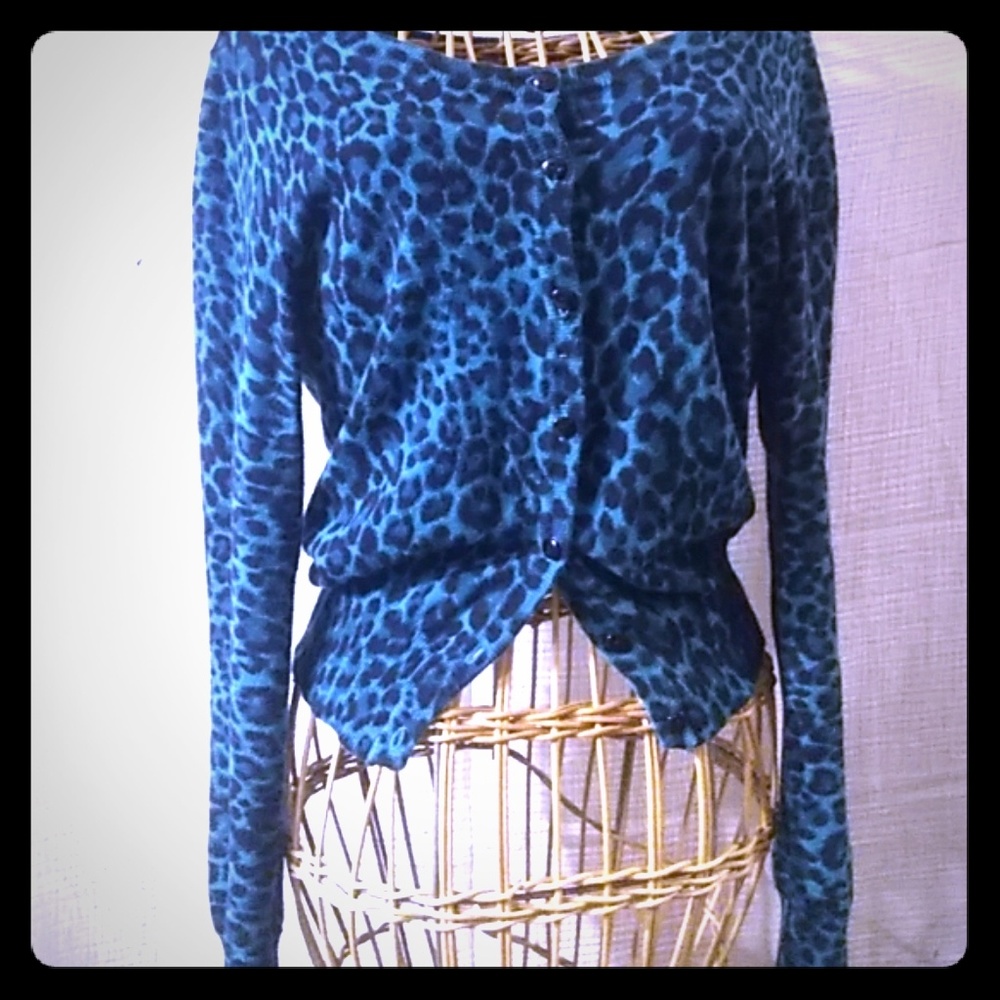 Blue and black cheetah sweater